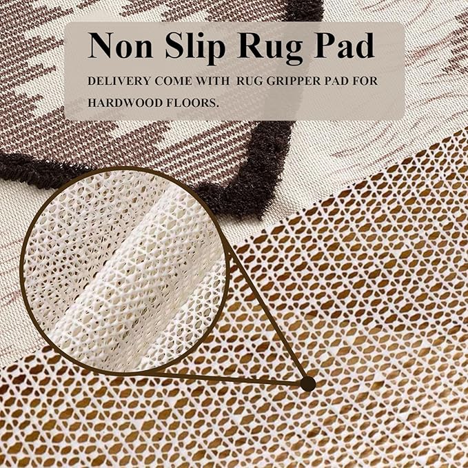 Boho Bathroom Rugs 2x3ft Farmhouse Bath Runner Rug, Small Tufted Cotton Accent Floor Mat with Tassels, Brown
