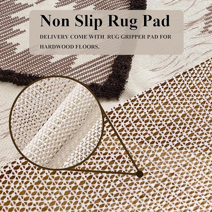 Boho Runner Rug 2'x6', Washable Hallway Farmhouse Area Rug, Kitchen Floor Mat with Tassels, Tufted Cotton Woven Entryway Carpet, Brown