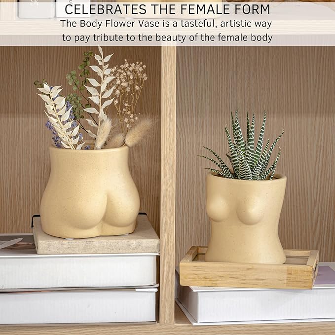 BASE ROOTS Plant Pot Ceramic Planter Vase with Drainage for Succulents, Cactus, Flowers - Ideal for Boho Indoor & Outdoor Garden, Aesthetic Living Room, Bedroom, Desk Organizer Decor & Gift Idea