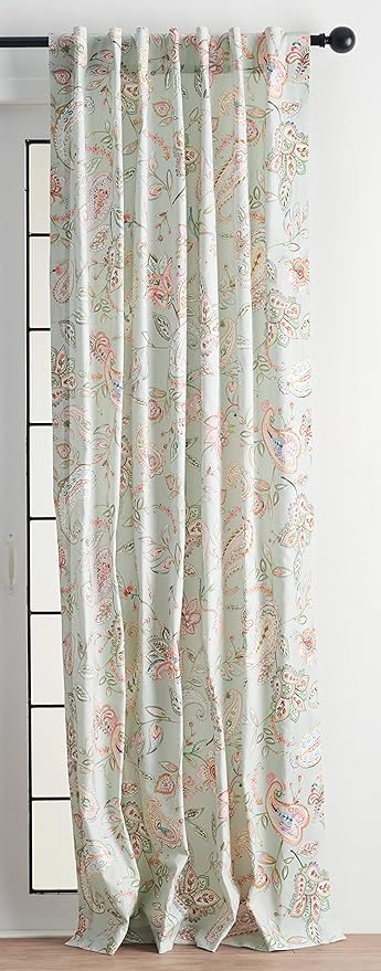 Maison d' Hermine Curtains for Living Room 100% Cotton 108 inch Length One Panel Light Filtering Curtains for Bedroom Windows with Rod and Loop Pockets Drapes (Ramage Multicolor, 50" W x 108" L)