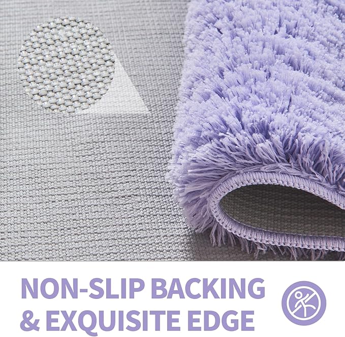 CozeCube Purple Bath mats 32" x 20", Non Slip Shaggy Bathroom Rug, Ultra Soft Machine Washable Plush Pile Rugs, Fluffy Microfiber for Bedroom