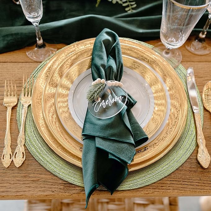 Noctiflorous 15 Inch Round Placemats Set of 6 Durable Braided Woven Heat Resistant Table Mats for Indoor Outdoor Non Slip Dining Table Place Mats(Green, 6)