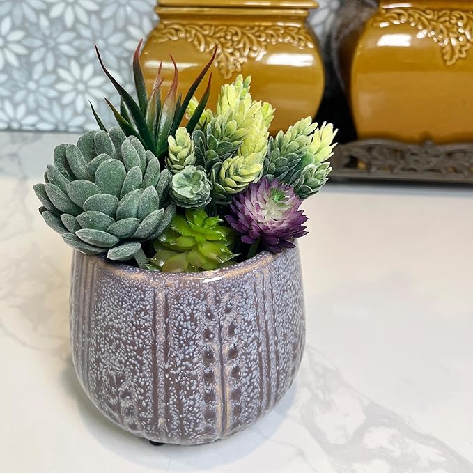 Admired by Nature 4.5" Ceramic Flower Planter, Ceramic Pot Planter, Indoor Ceramic Bowl, Houseplant Ceramic Pot, Decorative Planter for Indoor Plant Succulent Plant Home Décor, Lightweight, Lavender