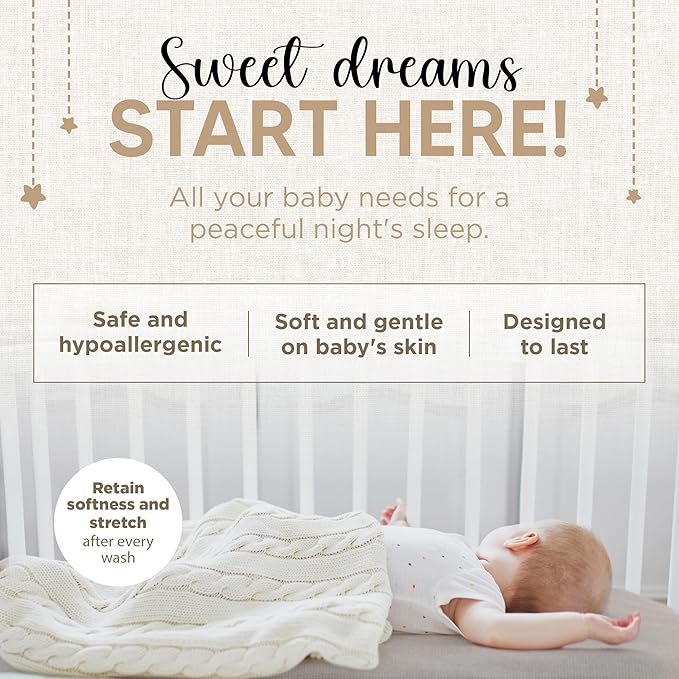 Bassinet Fitted Sheets - Compatible with Chicco LullaGo Anywhere, Baby Bjorn Cradle | 100% Organic Jersey Cotton - White + Grey | 29x14 (2 Pack)