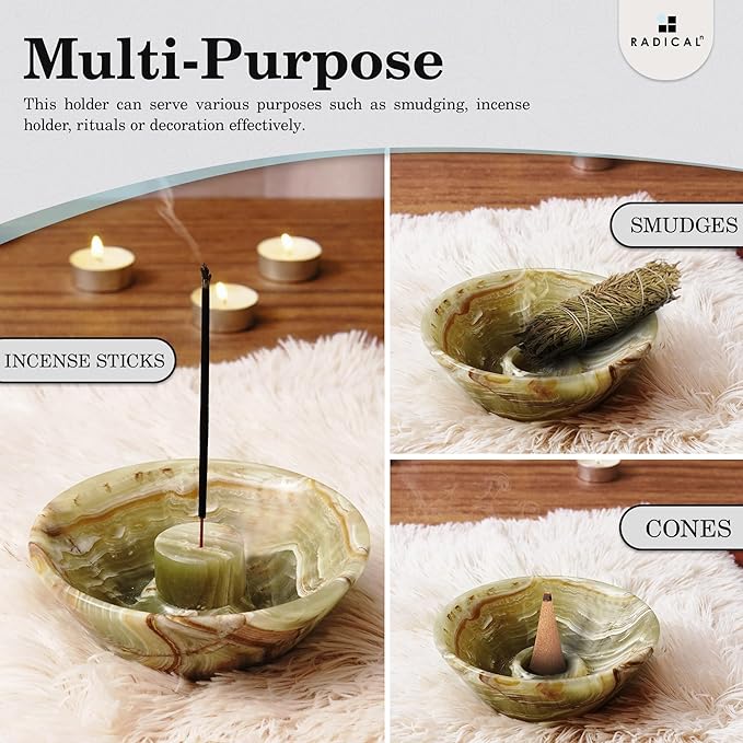 Radicaln Marble Incense Holder 5.5" Inches Green Handmade Palo Santo Stick for Home Décor, Modern Incense Holder for Sticks, Citronella incenses Stick for Room & Office Aromatherapy