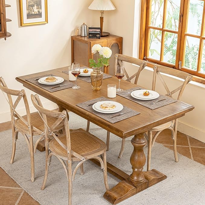 Placemats Set of 8, Dual-Layered Thickened Faux Linen Cloth Place Mats Heat Resistant Machine Washable Wrinkle Free Table Mats Indoor/Outdoor (Burlap)