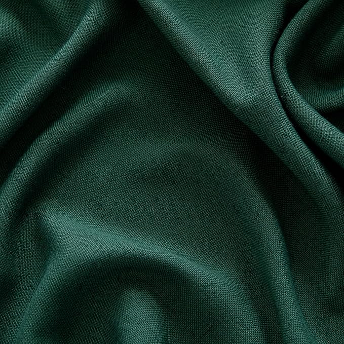 MIULEE Non-See-Through Privacy Linen Curtains 2 Panels, Christmas Emerald Green Light Filtering Window Curtains Textured Back Tab Semi Sheer Drapes for Bedroom Living Room, 52 x 84 Inches Long