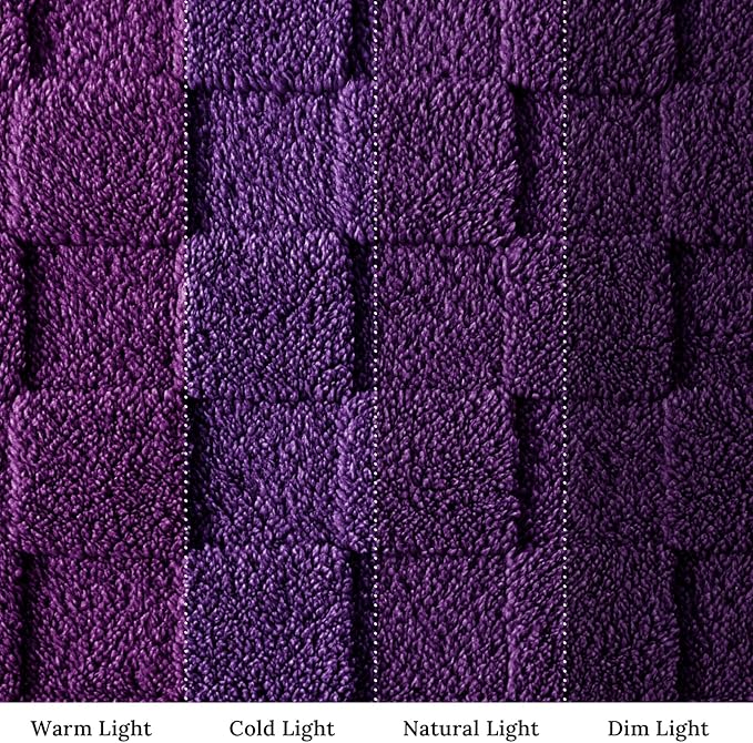 Exclusivo Mezcla Queen Size Flannel Fleece Blanket, Super Soft and Warm Lightweight Checkered Pattern Blankets for All Seasons, 90x90 Inches, Purple