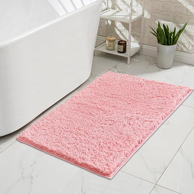 CozeCube Pink Bathroom Rug 59" x 24", Bath mats for Bathroom Non Slip, Ultra Soft Bath Rugs Washable, Plush Microfiber Area Rugs for Bedroom, Runner Rug