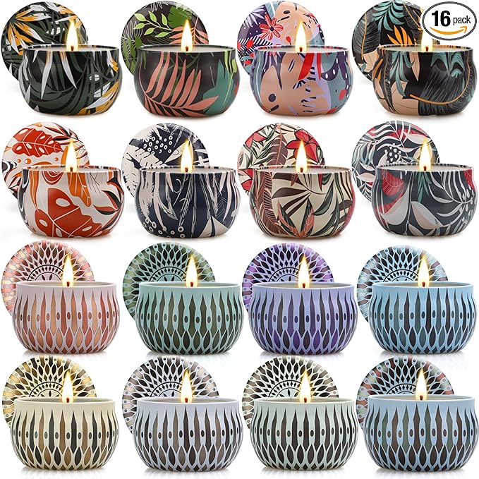 16 Pack Citronella Candles Outdoor, Scented Citronella Candles Set with Fresh Citronella Oil and Natural Soy Wax for Camping, Garden, Patio, Yard, Balcony