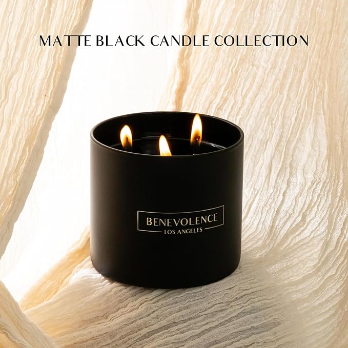 Benevolence LA 3 Wick Candle, Santal Large Scented Candle | Soy Candles | Gifts for Women and Men | Home Fragrance | Aromatherapy | Bathroom Freshener 14.5 Oz, 45 Hour Burn