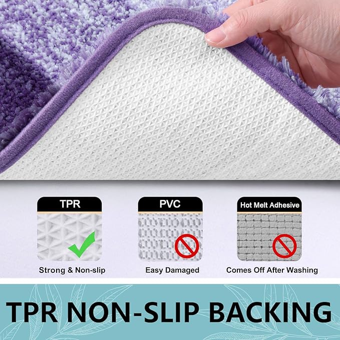 Arotive Microfiber Bathroom Rugs, Shaggy Soft and Absorbent Bath Rug, Non-Slip, Thick Plush Machine Washable Dry Bath Mats for Bathroom, Tub and Shower, 54x24, Dark Purple