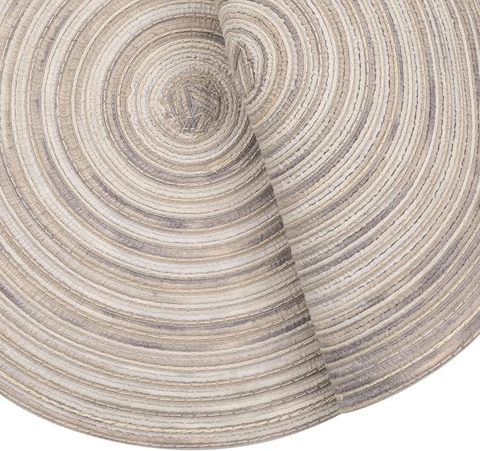 SHACOS Round Braided Placemats 15 inch Set of 4 Variegated Washable Kitchen Table Placemats for Home Wedding Party (Rainbow Gray, 4)