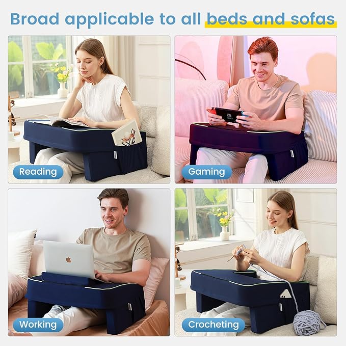 Reading Pillow for Gaming,Lap Desk Pillow for Laptop,Arm Rest Pillow for Reading, Working, Crocheting, Playing Steam Deck Switch or Sitting in Bed,Sofa