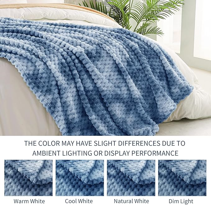 Exclusivo Mezcla King Size Soft Fleece Blanket, 90x104 Inches Stylish Jacquard Velvet Blanket for Bed, Fuzzy Cozy Lightweight for All Season, Tie-dye Stone Blue