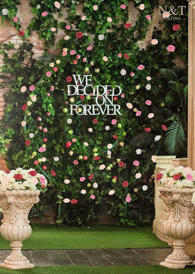 N&T NIETING Artificial Flowers 50pcs Real Touch Faux Flowers Bulk with Stems for DIY Wedding Bouquets Bridal Shower Centerpieces Floral Arrangements Party Valentine's Day Home Decorations(Series Red)