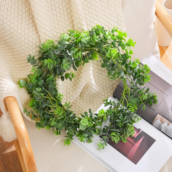 24pcs Artificial Eucalyptus Stems Fake Eucalyptus Leaves Branches Faux Greenery Stems for Vase Home Wedding Bouquet Wreath Decor, Grey Green