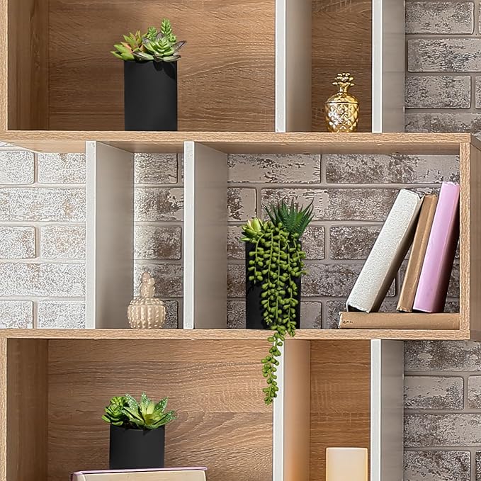 Winlyn Set of 3 Artificial Plants Decor Greenery Fake Succulents Indoor Potted Fake Plant with Black Planter for Farmhouse Room Bathroom Bedroom Kitchen Office Table Desk Decor
