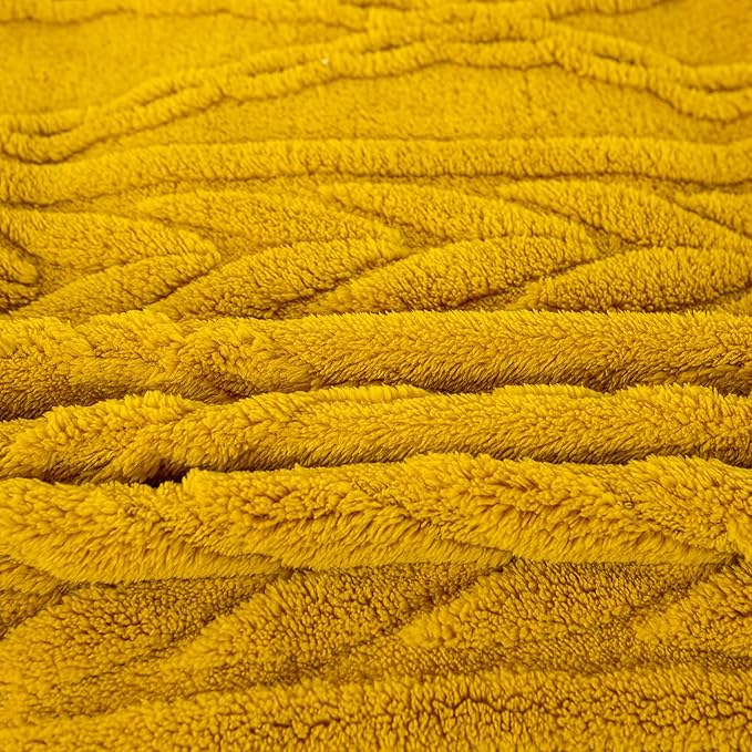 YUSOKI Sherpa Throw Blanket(Without Pillows)-3D Stylish Design Super Soft Cozy Blanket Thick Plush Fluffy Blankets for Teen Girls Women Couch Bed Sofa Chair Men Boys Gift(Mustard Yellow,50"x65")