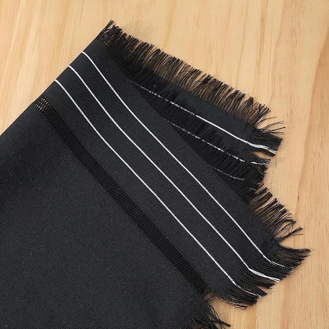 Chassic Rustic Placemats Set of 6, Washable Linen Cloth Place Mats, Woven Dinner Mats for Kitchen, Dining, Party, Wedding and Daily Table Decor - Black