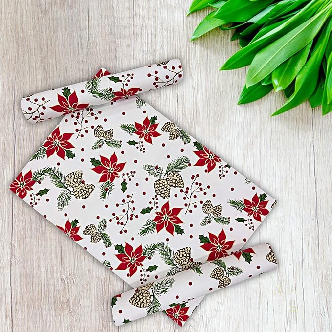 Urban Villa ChristmasPlacemats Pine Cone Print 100% Cotton Fused Placemats 14''x 20'' Over Sized Set of 6 Every Day Use Heavier QualityPlacemats