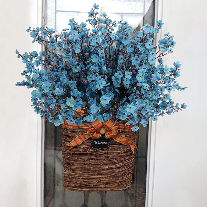 AILANDA 12Pcs Fall Babys Breath Artificial Flowers Faux Gypsophila Bouquet Real Touch European Fake Silk Flowers for Home Wedding Bouquets Floral Arrangement Party Vase Autumn Table Decor (Fall Blue)