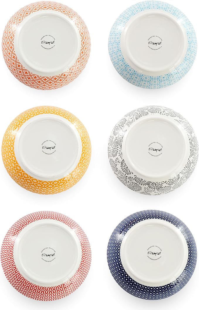 Elama Giovanna 6 Piece Assorted Design Porcelain Multi-Color Graphic Bowl Set; Tableware; Serveware; Dinnerware Set; Bowl Set (6 Piece)