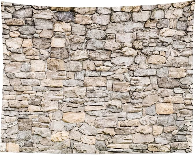 Loccor Stone Wall Tapestry 105 x 70 Inches Extra Large Vintage Brick Rock Stones Wall Tapestry Grey Rock Castle Stonewall Backdrop Wall Hanging Polyester Print for Bedroom Living Room Dorm Home Decor