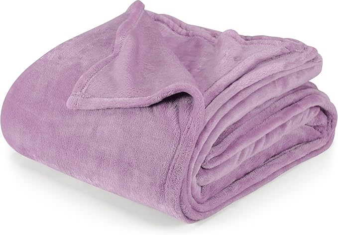 Utopia Bedding Lilac Fleece Blanket King Size Lightweight Fuzzy Soft Anti-Static Microfiber Bed Blanket (90x102 Inch)