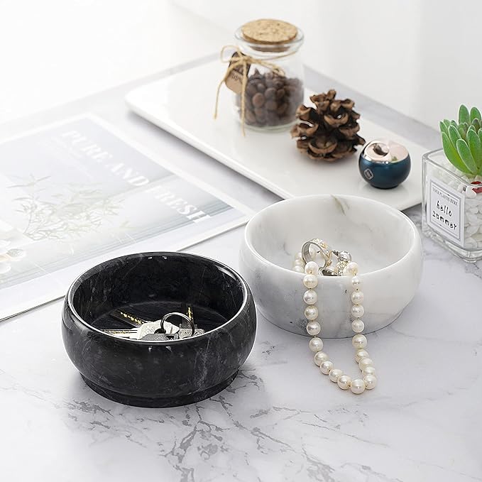 4.72 Inch Decorative Bowls - Natural Marble Key, Coffee Table Centerpiece, Soap Serving, Incense Burner, Smudge Bowl