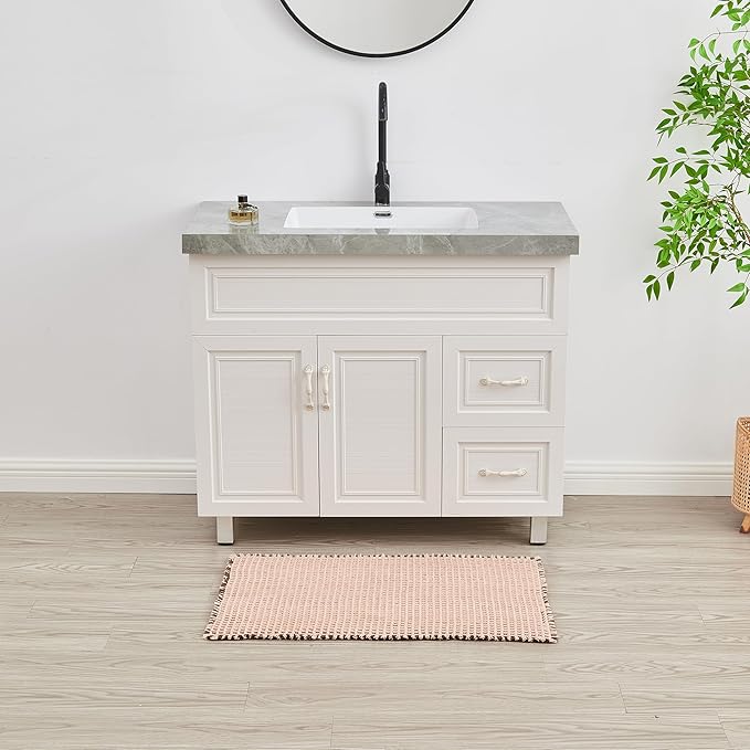 Douceur Waffle Bath mat for Bathroom Floor Non Slip, Super Soft Acrylic Blend Bath Rugs with Tassels, Quick Dry Bathroom Rugs Machine Washable,20" x 32", Brown