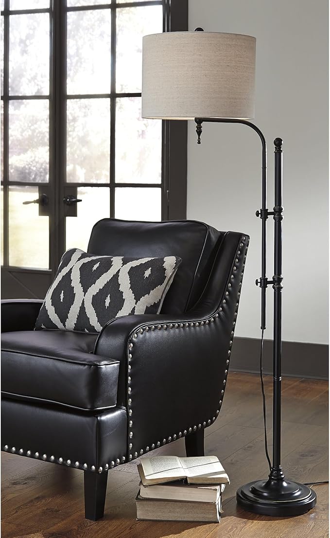 Signature Design by Ashley Anemoon Casual 64.63" Metal Floor Lamp with Adjustable Arm, Black