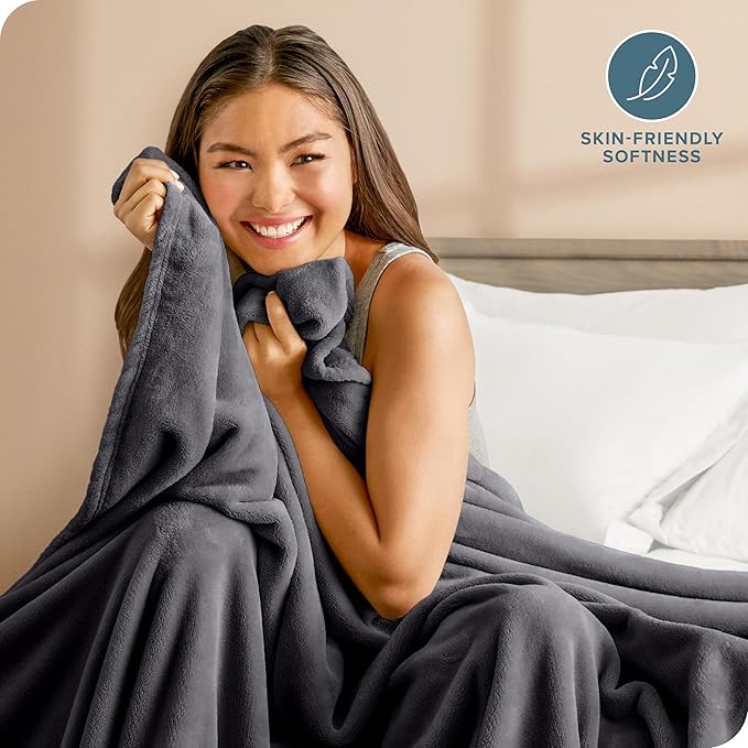 Bare Home Fleece Blanket - King Size - Ultra-Soft Lightweight for Bed, Sofa, and Couch - Luxury Microplush - Cozy Warm Blanket (King, Forged Iron Grey)