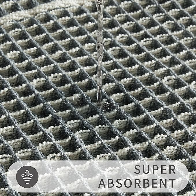 Bathroom Floor Mat,Boho Bathoom Mat,Super Absorbent Bath Rug,Bathroom Rugs Non Slip Washable, Quick Dry Shower Mats, Ultra Soft Bath Mat Towel,Bluish Grey & Yellow,17"*24"