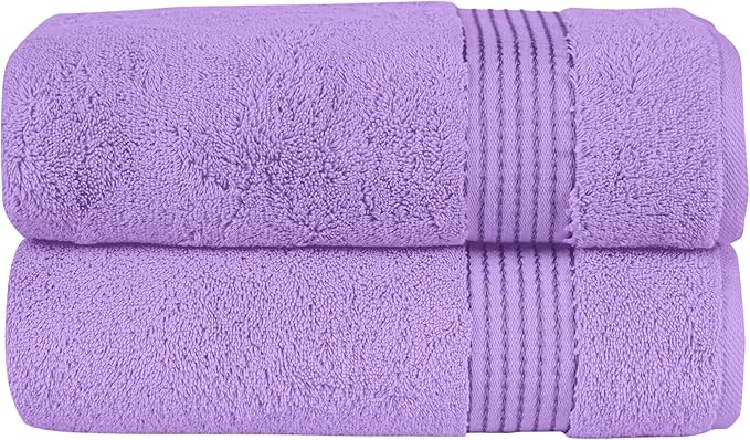 Elegant Comfort Premium Turkish Cotton 2 Pack Bath Towel Set - 27 x 54 inch, Luxurious Hotel Spa Quality 100% Turkish Cotton 2PC Bath Towel Set - Highly Absorbent - Soft Bathroom Towels, Lilac