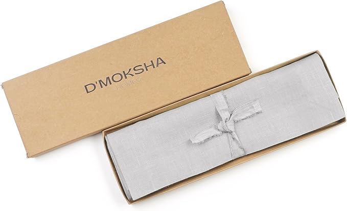 D'Moksha Homes Linen Placemats 14 x 19 Inch - Silver Grey Placemats Set of 4-100% Pure Linen Table Place Mats for Summer - Handcrafted and Machine Washable