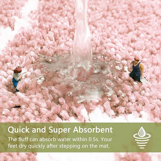 Pink Bathroom Rugs - Funny Bath Mats for Bathroom Non Slip Cute Carpet for Floor Decor Water Absorbent Bath Rugs for Sink Bathtub and Shower Pink 20" x 32"