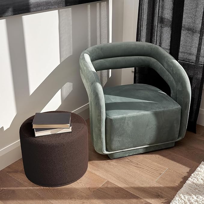 ZICOTO Beautiful Boucle Pouf Ottoman and Foot Rest - Elevate Your Living Room Decor with Lightweight Comfort and Charm - A Modern Foam Stuffed Poof Perfect to Rest Your Feet