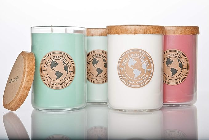 Eco Candle Co. Recycled Candle, Lemongrass Sage, 26 oz. - Scents of Lemongrass & Sage - 100% Soy Wax, No Lead, Kraft Paper Label & Lid, Hand Poured, Phthalate Free, Made from Midwest Grown Soybeans