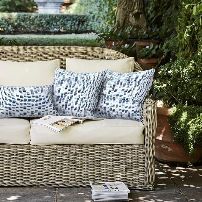 LVTXIII Pack of 2 Outdoor Throw Pillow Covers Accent Waterproof Pillow Covers ONLY, Patio Square Cushion Cases for Garden Balcony Couch Sofa Decoration 20x20 inch, Pebble Blue