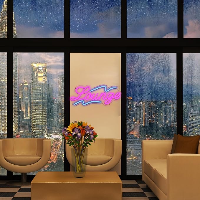 Lounge Neon Sign for Wall Decor, Rest Led Signs for Room, USB Dimmable Neon Lights for Lounge Room Bar Hotel Cafe Nightclub VIP Room Man Cave Home Bedroom Decoration