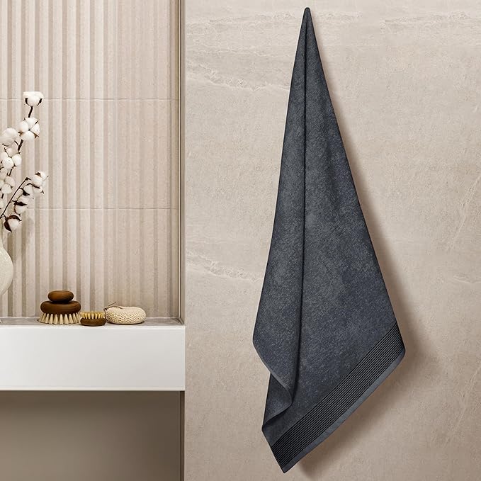 Belizzi Home Ultra Soft 4 Pack Oversized Bath Towel Set 27x54 inches, 100% Cotton Bath Towels, Highly Absorbant Compact Quickdry & Lightweight Towel, Ideal for Gym Travel Camp Pool - Charcoal Grey