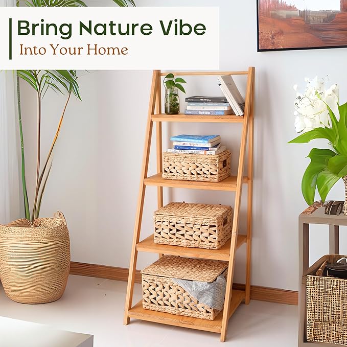 14in Wicker Storage Baskets with Lids, Set of 3 Natural Water Hyacinth Decorative Boxes for Shelf, Woven Lidded Baskets for Organizing, Rattan Storage Box, Nesting Baskets with Lids