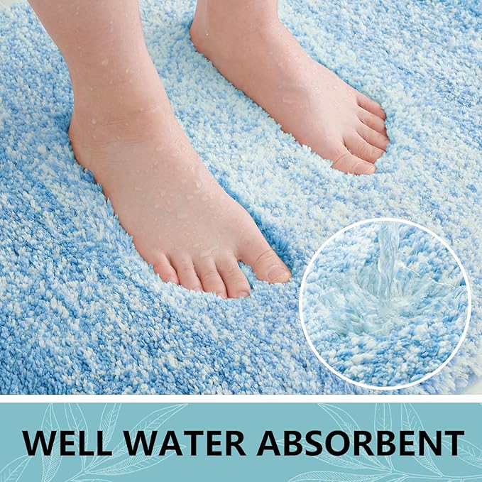 Arotive Microfiber Bathroom Rugs, Shaggy Soft and Absorbent Bath Rug, Non-Slip, Thick Plush Machine Washable Dry Bath Mats for Bathroom, Tub and Shower, 24x16, Light Royal Blue