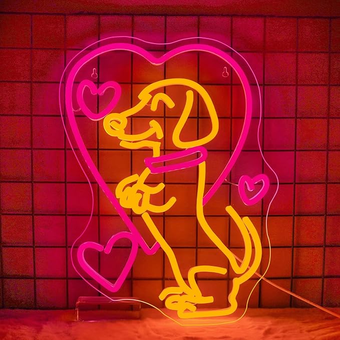 NOSUN Love Dog Neon Sign for Wall Decor With USB Light Up Sign for Bar, Party, Club, Bedroom, Gaming Room, Men Cave - LED Decorations