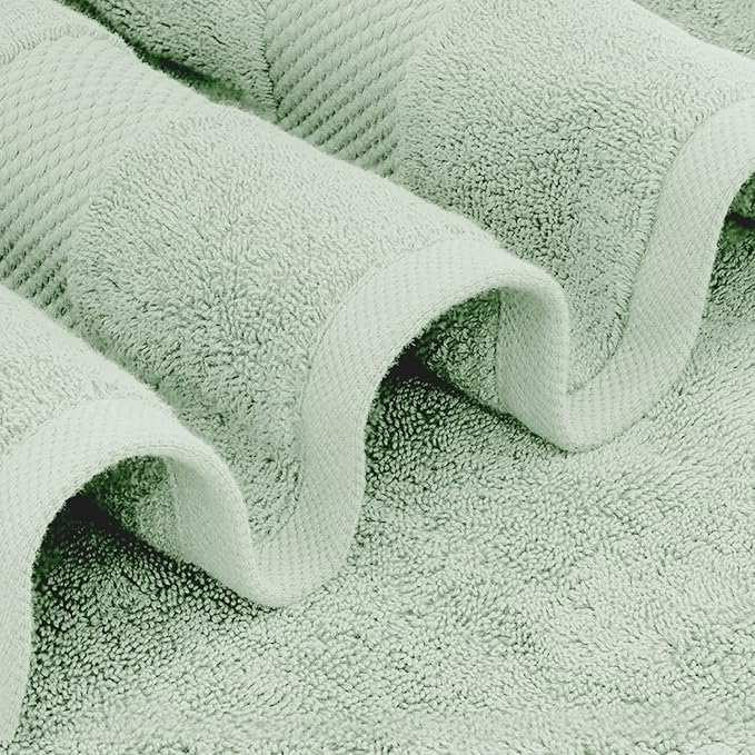 White Classic Luxury Bath Towels Set of 4 Large - 700 GSM Cotton Ultra Soft Bath Towels 27x54 | Highly Absorbent and Quick Dry | Hotel Towels for Bathroom Luxury, Plush Sage Green Bath Towels