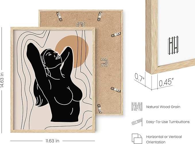 HAUS AND HUES Boho Neutral Wall Art - Set of 6 Boho Mid Century Modern Wall Art | Aesthetic Prints for Wall, Bohemian Wall Decor (11x14 Beige Framed)