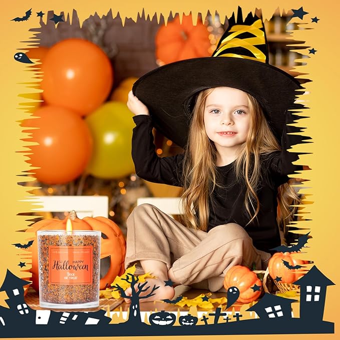 Halloween Gifts for Women - 2 Pack Pumpkin Candy Scented Candle Set, Boo Basket Stuffers, Nightmare Christmas Decor, Birthday Decorations Indoor