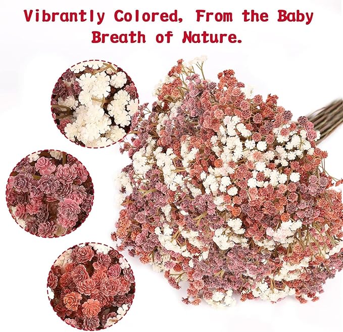 N&T NIETING Babys Breath Artificial Flowers Bulk, 24Pcs Fake Gypsophila Bouquet Flowers Real Touch Faux Babies Breath Arrangement for Wedding Floral Party Centerpieces Vase Decoration, Fall Orange
