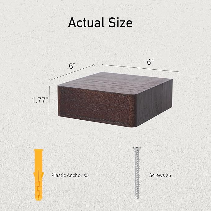 Small Floating Shelf,Set of 1 Display Ledges for Wall,Mini Shelves,Wood Shelf for Bedroom Living Room Bathroom Kitchen (6 Inch, Dark Walnut)